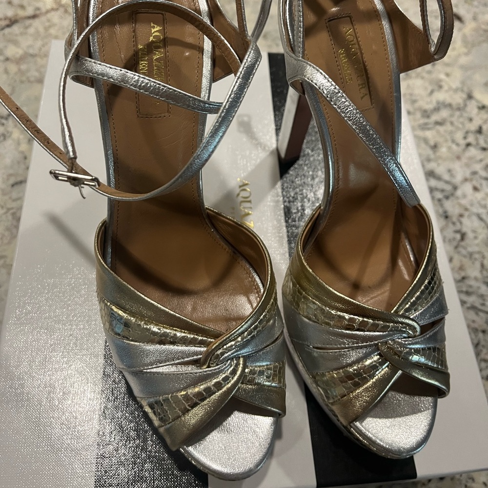 Aquazurra Silver & Soft Gold Heels